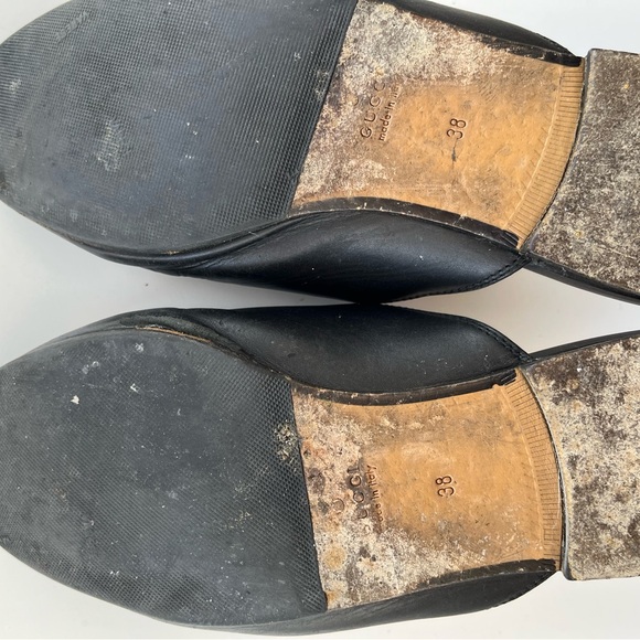 GUCCI Princetown Black Leather Mules Sz 38 - Picture 2 of 9